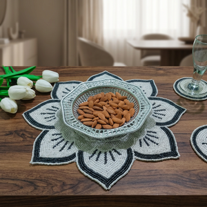 Set de dessous-de-plat ronds en perles de rocaille faites à la main en verre, style indien, pour la décoration de table de cuisine, bureau, café, salle à manger, fête, mariage, accessoire de maison - Product Image 6