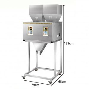 Machine de pesage et de remplissage de petits sachets pour épices, noix, céréales, poudres sèches et sel, avec double trémie doseuse, machine d'emballage et moteur principal - Product Image 2
