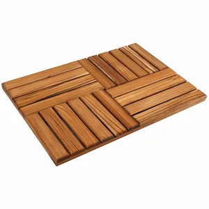 Kustom tikar mandi kayu tidak licin lantai kayu tikar kokoh untuk dalam kamar mandi mewah Spa rumah atau luar ruangan