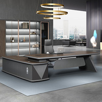 Table d'ordinateur de bureau moderne en bois durable pour cadre dirigeant, avec design incurvé et fonctionnalités modulaires, idéale pour villa - Vente en gros