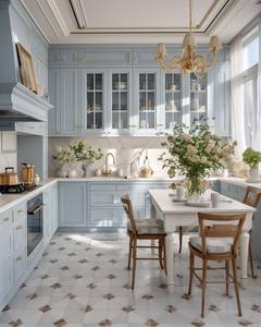 Cool-Tone Luxury Minimalist Custom <b>Cabinets</b>, Built-in Air Fryer, Full <b>Cabinet</b> Storage, Open Style, for Large Homes - Product Image 2