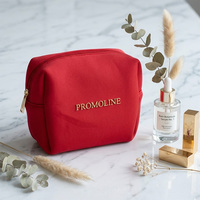 Pochette de maquillage en néoprène rouge, boîte de rangement cosmétique, organiseur de voyage, étui cadeau beauté avec logo personnalisé, commandes