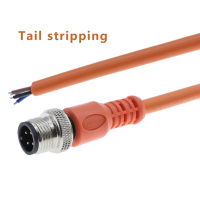 Connecteur circulaire M12 personnalisé à 2 broches, câble orange surmoulé, IP67, non blindé, cordon de capteur moulé M12