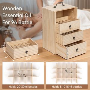 Boîte de rangement en bois pour huiles essentielles, tiroir double couche avec poignée pour l'organisation du maquillage, des parfums et des rouges à lèvres - Product Image 4