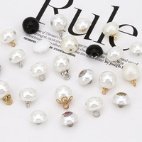 Kancing jamur mutiara, kancing resin bulat, dekorasi kemeja hitam putih sifon kancing mutiara jahitan tangan