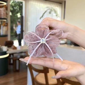 Élégante pince à cheveux en maille avec nœud et strass, style coréen, fleurs, pinces à cheveux pour femmes et filles - Product Image 6
