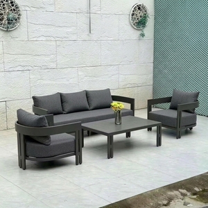 Ensemble de meubles de jardin en aluminium au design moderne avec éponge haute densité imperméable pour villa, hôtel, restaurant Cs093 - Product Image 3