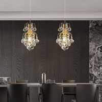 Lustre en cristal K9 de luxe italien, petit luminaire suspendu doré pour chambre à coucher, salle à manger, décoration, lampes suspendues