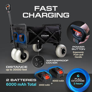 Roda Besar daya listrik membantu lipat Camping <span class=keywords><strong>Wagon</strong></span> luar ruangan balon roda bermotor troli pantai - Product Image 2