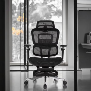 Chaise de bureau ergonomique moderne pivotante et réglable, entièrement en maille, avec base en alliage d'aluminium et roulettes, idéale pour le travail sur ordinateur - Product Image 5