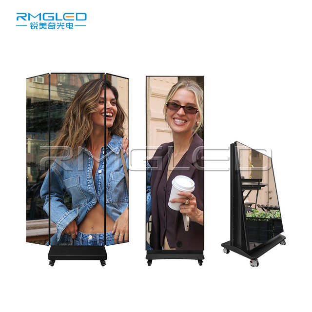 RMG Portable Foldable Poster Screen LED Advertising Machine Moveable Outdoor LED Display Shopping Mall Welcome Floor Video