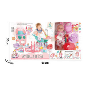 Poupée en vinyle de 12 pouces, ensemble de soins 3 en 1, berceau, chaise haute, baignoire avec douche, accessoires d'alimentation, cadeau d'apprentissage précoce pour enfants - Product Image 5