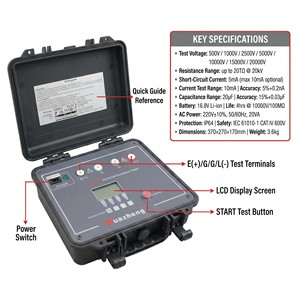Mégohmmètre numérique rechargeable haute précision Huazheng 20 kV pour testeur <span class=keywords><strong>de</strong></span> résistance d'isolement haute tension des câbles <span class=keywords><strong>de</strong></span> sous-station - Product Image 4
