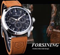 FORSINING Luxuriöse Automatische Mechanische Armbanduhr für Herren mit Wochenanzeige, Lederarmband und Glaszifferblatt