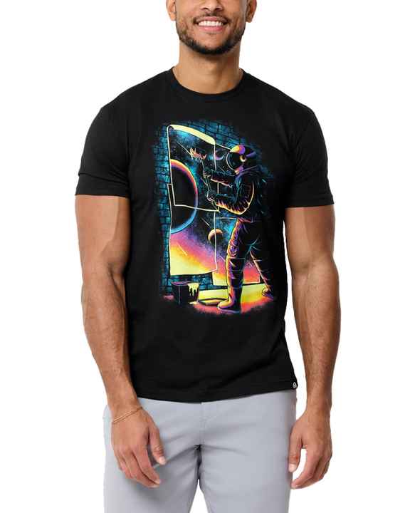 Soft Cotton Men's Trippy Fitness T-Shirt Short Sleeve 3D Sublimation Printing Space Theme Casual Wear Compressed Design