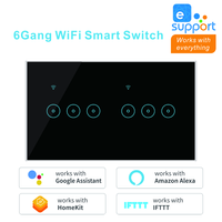 Summao UK/US 4 5 6 Gang Tuya App Interrupteur intelligent avec Alexa Google Verre blanc/noir Contrôle mobile Interrupteur mural WiFi
