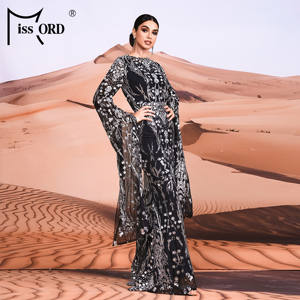 Collo a manica lunga Maxi paillettes Hijab arabo <span class=keywords><strong>Istanbul</strong></span> marocchino turco Dubai musulmani abiti da sera modesti per le donne - Product Image 3