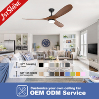 Ventilateur de plafond 1stshine en bois massif, dimmable, haute efficacité, robuste, contrôle intelligent, écologique, 6 vitesses, avec lumière