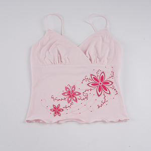 Top Corto Sexy Y2K con Estampado Floral y Tirantes Finos para Mujer, Cuello Cruzado en V, Ajuste Delgado, Sin Mangas, Estilo Urbano, para Salir de Noche - Product Image 6