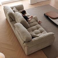 Juego de muebles de sala de estar sencillos y modernos italianos de tela ultra profunda, módulo de modelado de vela, sofá cama de tela de terciopelo