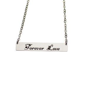 Personalized Bar Pendant Wholesale Jewelry Gold Plated <b>Custom</b> Engraved Stainless Steel Bar <b>Necklace</b> - Product Image 1