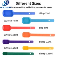 Ensemble de 8 cuillères doseuses en plastique empilables de petite taille, couleur blanc pur, qualité alimentaire, avec niveleur, pour la cuisine et la pâtisserie à domicile