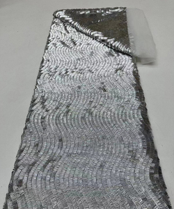 Cordes à paillettes tubulaires motif de maille courbe roulé paillettes broderie maille tissu robe de mariée robe de soirée robe de princesse - Product Image 1