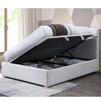 Nouveau design de lit double réglable cadre Queen tête de lit simple en velours capitonné lit de rangement plate-forme élévatrice à gaz rembourrée