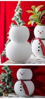 Vase de Noël en fibre de verre en forme de bonhomme de neige blanc avec visage peint pour la décoration festive des fêtes