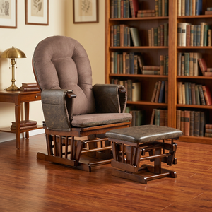 Fauteuil à bascule contemporain en daim avec cadre en bois massif et ottoman inclinable – Design écologique pour mobilier de maison, chambre et appartement - Product Image 1