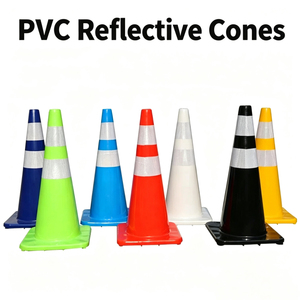 กรวยจราจร PVC สะท้อนแสงแบบปริซึม หลายสี ความเข้มสูง ขนาด 30/50/70 ซม. สำหรับความปลอดภัยบนท้องถนน ขายส่งจากโรงงาน ปรับแต่งได้ - Product Image 1
