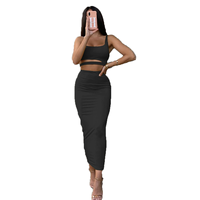 Robe longue élégante d'été 2026 pour femme, ensemble deux pièces plissé et ajouré, sexy et tendance