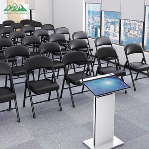 Chaise de <span class=keywords><strong>bureau</strong></span> pliante moderne Wayon en métal noir avec dossier et assise en cuir PU <span class=keywords><strong>bordeaux</strong></span>, gain de place pour le <span class=keywords><strong>bureau</strong></span> à domicile - Product Image 2