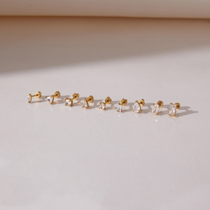 J&D Schmuck 3 Paar 18K Vergoldete Edelstahl-Ohrstecker <span class=keywords><strong>Set</strong></span> mit Gemischten Zirkonia-Herzen Flache Rückseite Schlaf-Ohrringe für Frauen - Product Image 6