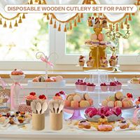 Lot de 200 couverts jetables en bois de bambou – 100 fourchettes, 100 cuillères – Cadeaux de remerciement pour le personnel et les fêtes