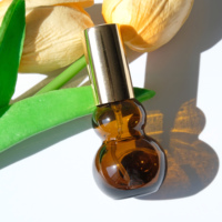 10ml 20ml 50ml 100ml Ambre Calebasse Gourde Bouteille En Verre avec Pompe De Pulvérisation En Aluminium