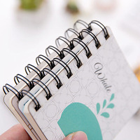 Portátil mini horario lindo animal dibujos animados doble anillo espiral cuaderno