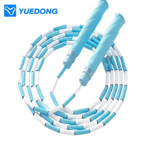 YUEDONG Corde à sauter perlée <span class=keywords><strong>élastique</strong></span> avec chaîne à billes lisses, poignée antidérapante confortable, longueur réglable, compacte et portable - Product Image 1