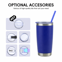 Gobelet isotherme à double paroi en acier inoxydable 18/8 avec logo personnalisé, 20 oz 30 oz, garde au chaud 8 heures, au froid 12 heures, avec couvercle
