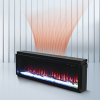 Cheminée électrique murale intelligente à affichage intégral en verre, à flamme unique, avec double lampe et simulation de flamme 3D, pour usage hôtelier