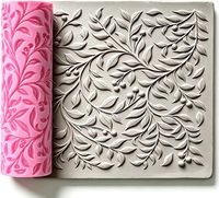 Rouleau texturé en pâte polymère sans BPA, motif fleur, feuille et branche 3D, pour gaufrage, idéal pour la pâtisserie DIY et l'artisanat, qualité alimentaire