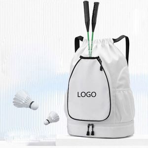 Custom logo Outdoor Sport Waterproof Multifunctional Lightweight Youth Badminton Racket Bag <b>Drawstring</b> <b>Backpack</b> with Shoe Space - Product Image 1