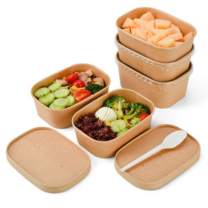 Tazón de Papel Rectangular <span class=keywords><strong>Poco</strong></span> Profundo de 500 ml para Ensaladas, Personalizado con Logotipo para Llevar - Product Image 4