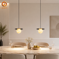 Lampe suspendue simple à LED en albâtre espagnol, style marbre, pour chambre d'hôtel, petite lampe à suspension à tête unique