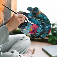 Palette de peinture ovale en bois naturel avec poignée ergonomique, palette de mélange de peinture à bords lisses pour artistes et étudiants en art, ODM
