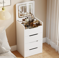 Table de toilette moderne et simple en bois, éclairée, extensible, multifonctionnelle, avec rangement, pour chambre à coucher, chevet, maquillage, salon