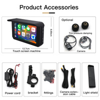 Carabc kamera sepeda motor tanpa kabel, layar navigasi GPS dengan kamera dasbor tahan air 5 inci IPX7 display otomatis untuk moto Android