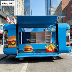 Chariot de restauration en acier inoxydable à coins arrondis résistant aux chocs avec système de suspension personnalisé pour la vente mobile de nourriture, snacks et frites - Product Image 6