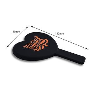 Custom Heart Shape Black ABS <b>Plastic</b> Silkscreen Printing <b>Mirror</b> with Handle - Product Image 5
