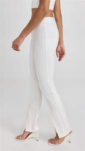 Oem produttore personalizzato Casual a vita alta <span class=keywords><strong>con</strong></span> cerniera a mosca <span class=keywords><strong>con</strong></span> <span class=keywords><strong>tasche</strong></span> <span class=keywords><strong>laterali</strong></span> a fessura e gamba aderente <span class=keywords><strong>pantaloni</strong></span> <span class=keywords><strong>bianchi</strong></span> da donna - Product Image 2